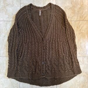 Women’s Free People Brown Cable Knit Cardigan - Size SP